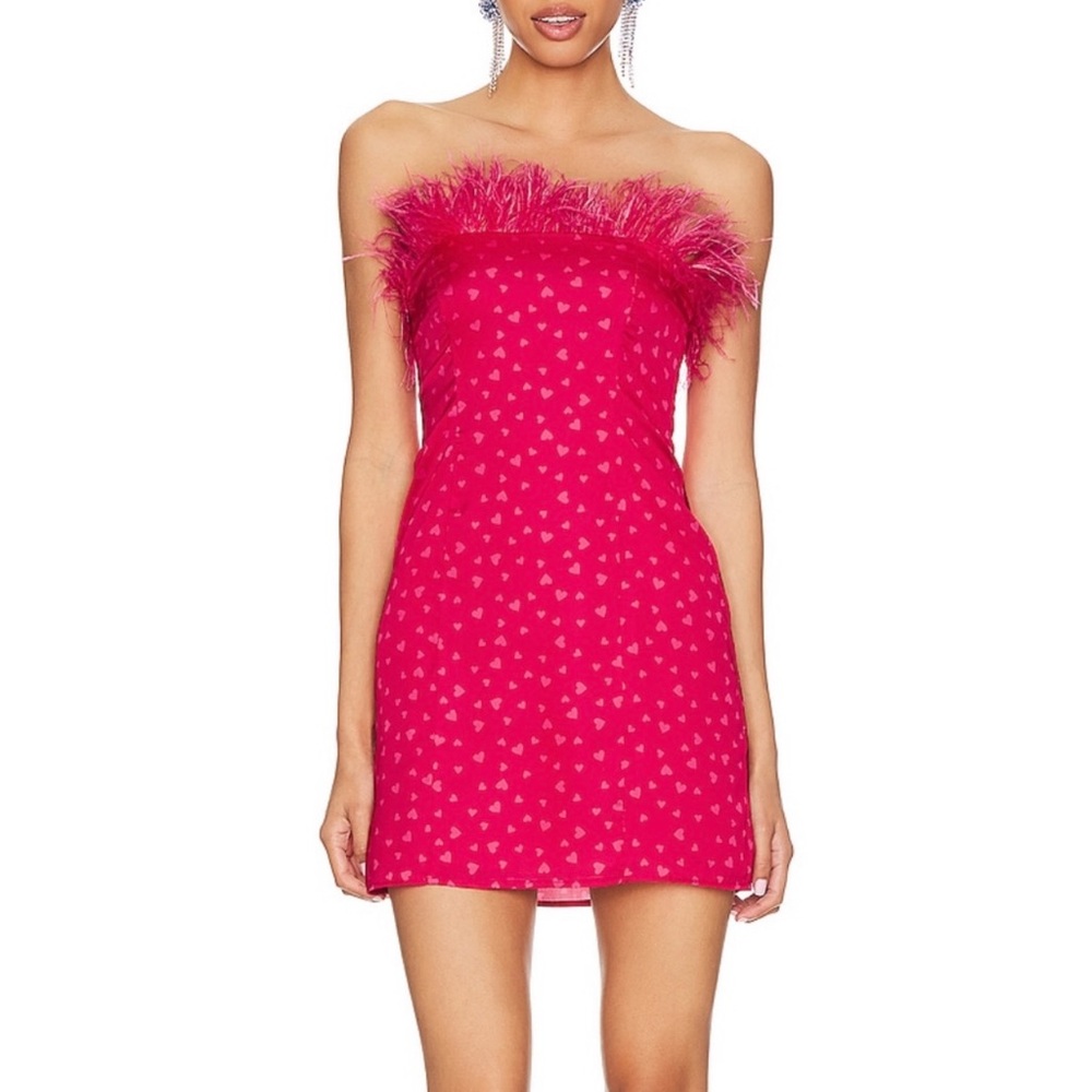 Lovers + Friends Pink Feather Strapless Mini Dress